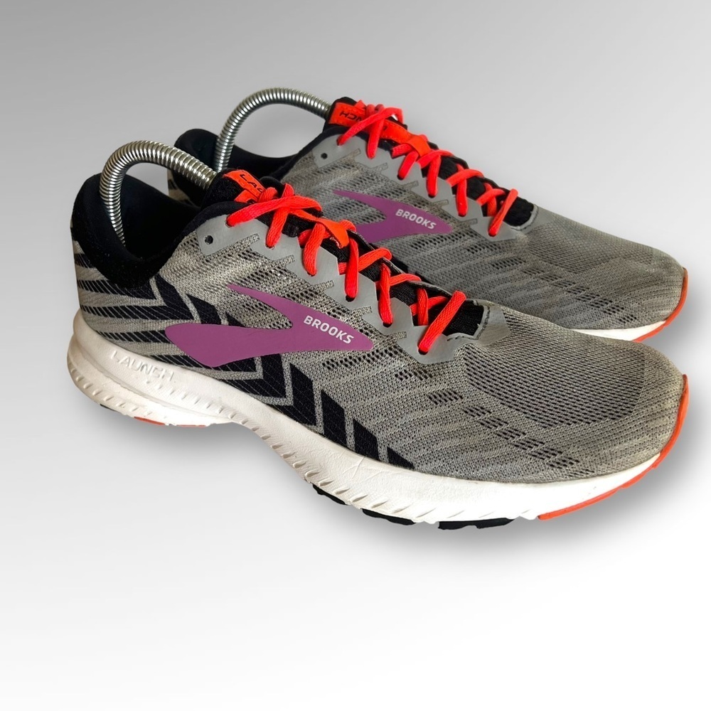 Brooks Launch 6 Grey Purple White Women's Running Shoes US SIZE 9.5.